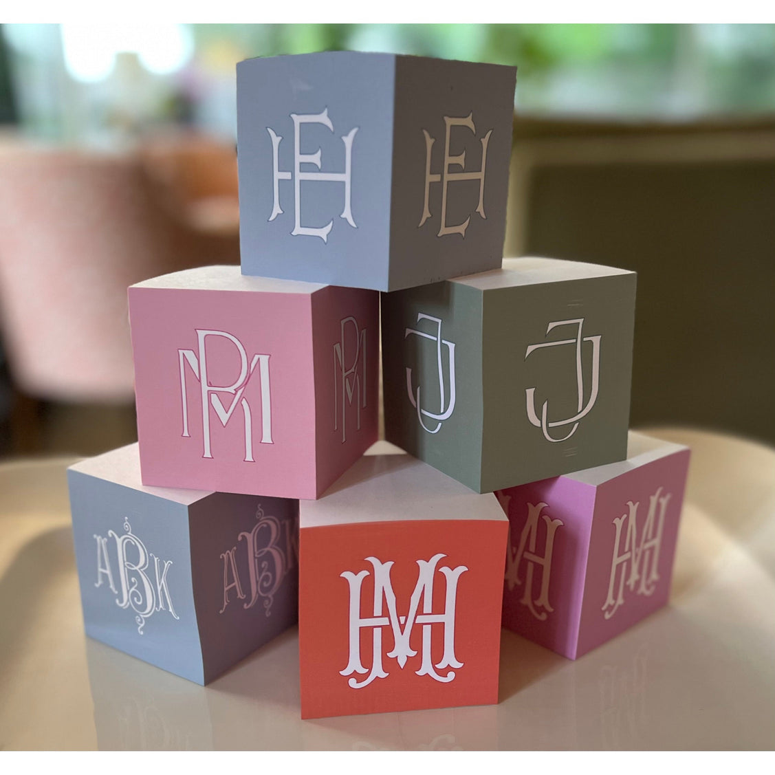 Monogrammed PostIt Note Cube Paper Cadeau