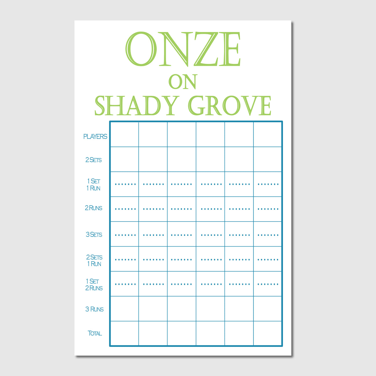 Score Table For Notepad ONZE Score Sheets | Notepads– Paper Cadeau